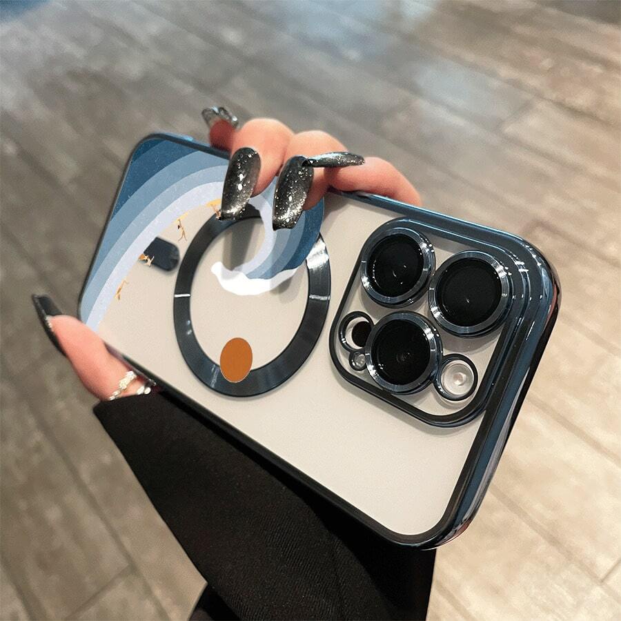 Funda magnética electrochapada con lente integral, compatible con carga inalámbrica magnética y compatible con phone 16 Pro Max, 16, 15 Pro, 14, 14 Plus/14 Pro Max, 13, 13 Pro, 12 Pro, 11/11 Pro y la serie Pro. Es un excelente teléfono para amigos, cumpleaños y festividades. - azul claro - Ver 1