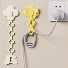 1 Self-Adhesive Wall Mount Cable Organizer Hook - Durable Plastic Cord Storage For Kitchen, Bathroom And Office - Space-Saving Cable Management With Sturdy Grips, Modern Design For Neat Cable Organization, Cable Rack, Utility Hook, Cable Management Buckle Organizer, Utensil Cord Holder, Multipurpose Hook - Multicolor - View 1