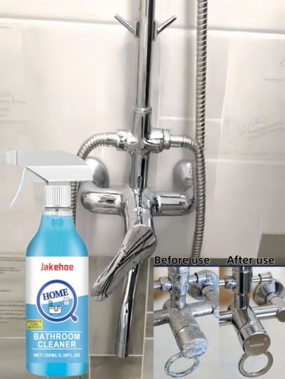 jakehoe مزيل الترسبات المنزلي للحمام من جيك هو 100 مل - مزيل ترسبات لطيف للحمام والمرحاض لإزالة بقع المياه وبقع الحمام والترسبات الزجاجية وتنظيف الحمام والفولاذ المقاوم للصدأ، أدوات التنظيف المنزلية