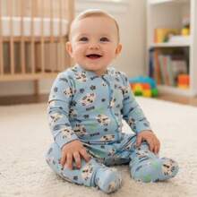 4-Piece Baby Suede Animal Romper Kit With Zipper For Boys And Girls - Blue - View 2