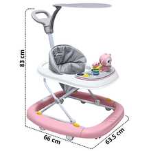 Joykoo Andadera para Bebé Mecedora Mono Musical Bastón Dirigible Alturas Ajustables Plegable Tapete Brincolín - Rosa - Ver 5