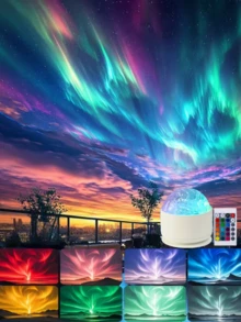 1 件极光投影灯，变色渐变 LED 灯带遥控器，适用于家庭办公室、酒吧环境、水下夜景装饰、氛围装饰灯、卧室小夜灯、成人房间装饰、家庭影院、婚礼装饰、魔术投影灯礼物 - 彩色 - 查看 11
