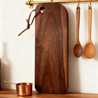 1pc Acacia Wood Creative Handled Cutting Boards, Serving Boards, Cheese Boards, Fruit Boards, Steak Boards And Storage Boards