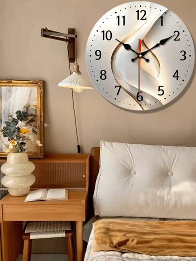 [Silent Wooden Wall Clock Decor] Wooden Wall Clock With Modern Abstract Geometric Art Light And Shadow Design, Minimalist Silent Wall Clock Without Ticking, Suitable For Living Room, Bedroom, Office, Art Gallery Decoration, Home Art Decoration, Ideal Birthday Gift, 10-12 Inches