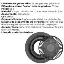 TopGrill 32cm Nonstick Smokeless Stovetop Barbecue Grill Meat Chicken Fish Vegetables Practical Home Kitchen Portable Grill - 黑色 - 查看 5