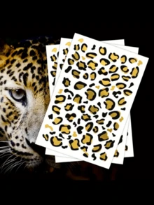 1PC Leopard Print And Golden Temporary Tattoos - Retro Style, Sexy Party & Stage Makeup, DIY Face Stickers For Men And Women, DIY Tattoo StickersDramatic Leopard SpotsTemporary Face Stickers - متعدد الألوان - مشاهدة 2