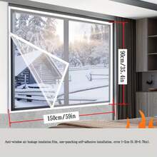 1 قطعة من مادة EVA سهلة الالتصاق، غشاء عازل للنوافذ شفاف سميك - منع التسرب، لاصق ذاتي، بدون حاجة للثقب - يحافظ على البرودة، مثالي لراحة المنزل في الشتاء