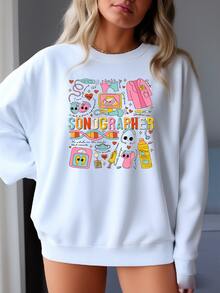 Sonographer Sweatshirt, Sonographer Nurse Hoodie, Ultrasound Technician, Can't Talk Right Now Doing Sonographer Stuff, Sonographer Gift Sweatshirt - 白色 - 查看 1
