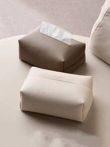 1 件时尚简约皮革纸巾盒，高品质家居/酒店/餐厅餐巾架 - 彩色 - 查看 1