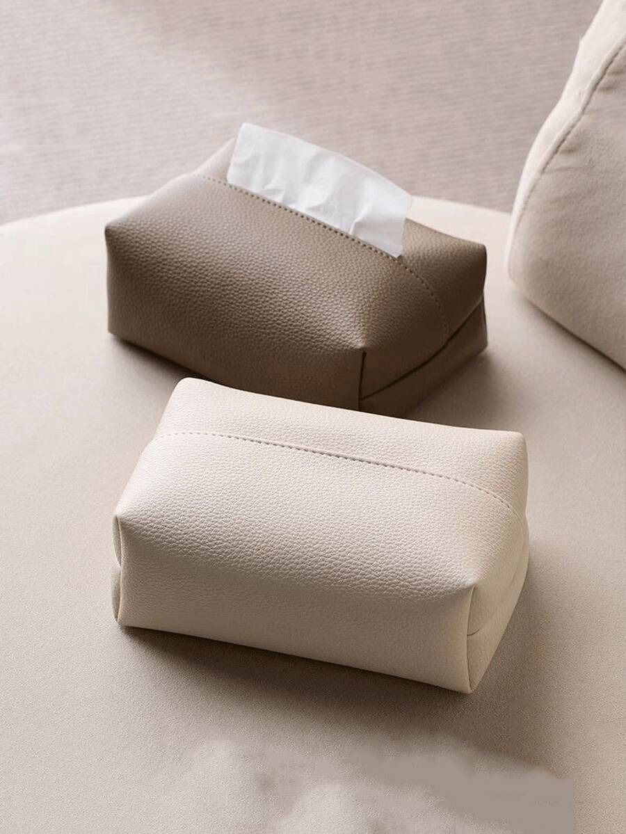 1 件时尚简约皮革纸巾盒，高品质家居/酒店/餐厅餐巾架 - 彩色 - 查看 1