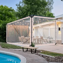 1pc Transparent Polyethylene Tarp With Grommets | 6-Layer White Edge Binding & 4 Reinforced Corners | 50cm Grommet Spacing + 5m Rope Included - Waterproof Cover For Gazebos, Chicken Coops, Porches, Balconies, Patios, Garden Plants & Camping (Clear)