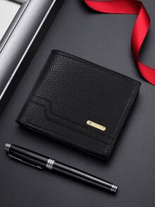 Carteras de PU para hombre, monedero pequeño y delgado de gran capacidad, billetera multifuncional y compacta, accesorios de moda y regalo para hombres modernos, cartera práctica para uso diario - Negro - Ver 1