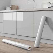 1 Roll Of Marble Wall Stickers Glossy Vinyl Stickers That Are Peeled Off And Pasted PVC Kitchen Stickers Suitable For Home Decoration Living Room Bedroom Renovation Decoration Wall Paper Waterproof And Oil-Proof Wallpaper - Light Grey - View 11