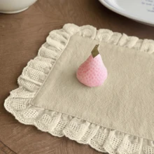 1/6/30 件韩国 Ins 风格米色心形蕾丝小餐巾，多用途防尘布，适用于食物摄影
