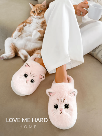 Pink - Cat Slippers, Comfortable Home, Simple And Elegant, Fashionable And Cute, Home Slippers, Home Shoes Floor Mop