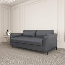 Sofá con 3 plazas en tapiz negro, mueble moderno para sala, diseño elegante y resistente, cómodo, ideal para espacios familiares y fácil de combinar con la decoración - Gris Oscuro - Ver 2