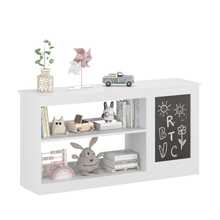 3-In-1 Kids Bookshelf And Toy Storage Cabinet With Chalkboard 2 Tier Wooden Bookshelf With Storage Cabinets For Living Room, Home Office, Library Modern White Organizer For Playroom - 3-in-1 Kids Bookshelf White - View 8