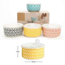 Set De 4 Bowl Tazón Sopero De Cerámica Vintage Tipo Talavera - Negro - Ver 9