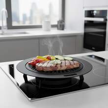 TopGrill 32cm Nonstick Smokeless Stovetop Barbecue Grill Meat Chicken Fish Vegetables Practical Home Kitchen Portable Grill - 黑色 - 查看 1