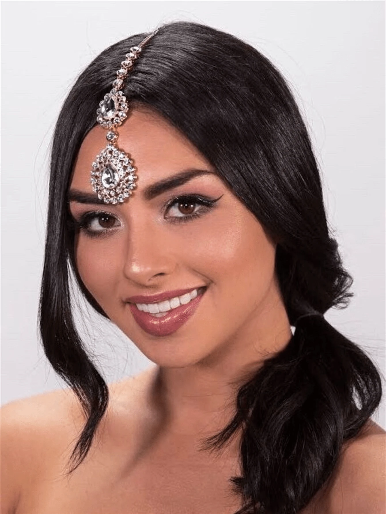 Bohemian Style Water Drop Pendant Hair Accessory Chain, Elegant College Style Women's Dress Shiny Jewelry Accessory, Headpiece