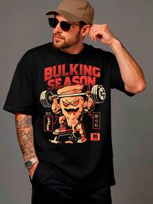 Men's Oversized Premium 100% Cotton Bulking Pizza Print Shirt - màu đen - Xem 7