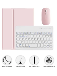 [Wireless Keyboard Case With Mouse] Wireless Bluetooth Keyboard Case With Detachable Wireless Mouse, Compatible With IPad Air 1/Air 2/Air 3/Air 4/Air 5/6, Compatible With IPad 5th/6th/7th/8th/9th/10th/11th Gen, Compatible With IPad Pro 12.9" (2020/2021/2022), Compatible With IPad Pro 11" (2018/2020/2021/2022), Galaxy Tab And Redmi Pad SE - Soft TPU Back Cover, Magnetic Detachable, With Pen Slot