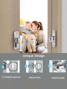 Chốt cửa không cần khoan, chốt cửa trượt, chốt có khóa, chốt cửa trượt chuyên dụng, khóa cửa trượt, khóa cửa sổ và phòng tắm khách sạn dày dặn, khóa chống trộm cửa hợp kim nhôm đặc không cần khoan, vật dụng thiết yếu trong gia đình. - Nhiều màu - Xem 4