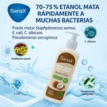 SanaX Gel Desinfectante de Manos 500 ml – Elimina ≥ 99.99 % Bacterias – Sin Enjuague – Humectante / pH Neutro – Aromas Coco / Neutro / Aloe Vera - Neutro - Ver 3