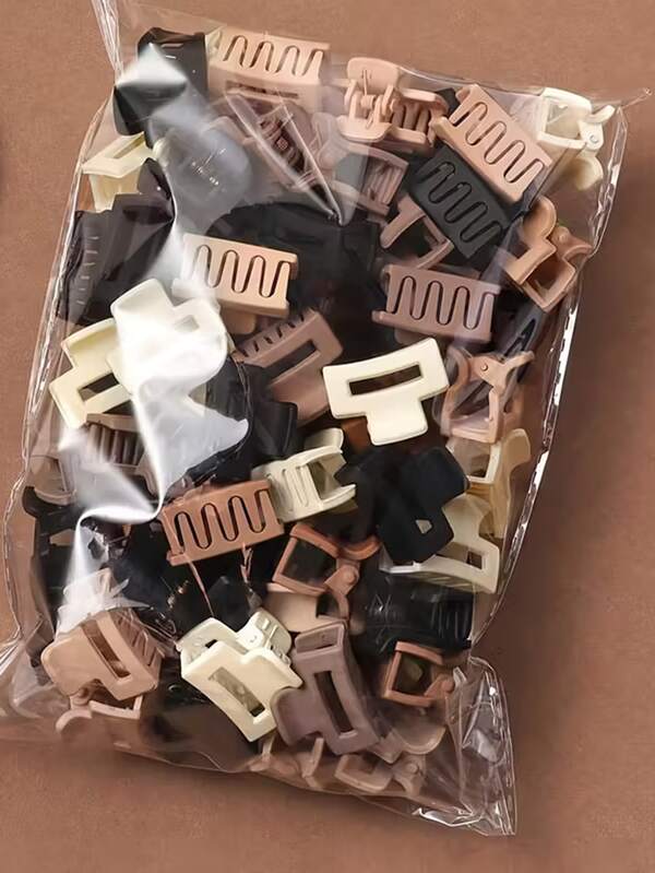 Small Matte Square Lightweight Plastic Hair Clips, Fashion Versatile Frosted Set In Multiple Colors, Minimalist Solid Color Everyday Hair Accessories (Random Color) Elegant Claw Clip Winter Hair Clutch