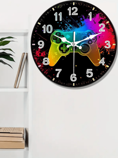 Retro Gamer Silent Wood Wand Klok 10 12 Inch Round, Farmho Non Tickling, Battery Operated Perfect Game Room St. Patrick's Day Mother's Home view 3