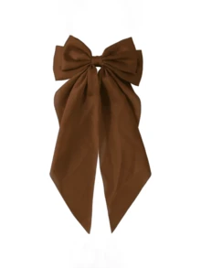 1个棕色蝴蝶结，女孩大蝴蝶结发夹，优雅发饰，带大发夹，适合扎马尾辫，女士发饰 - 咖色 - 查看 5