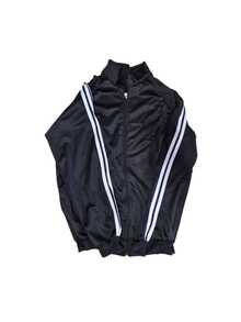 Chimpa Striped Sweatshirt Jacket Coat Blouse - Đen với Vàng - Xem 2