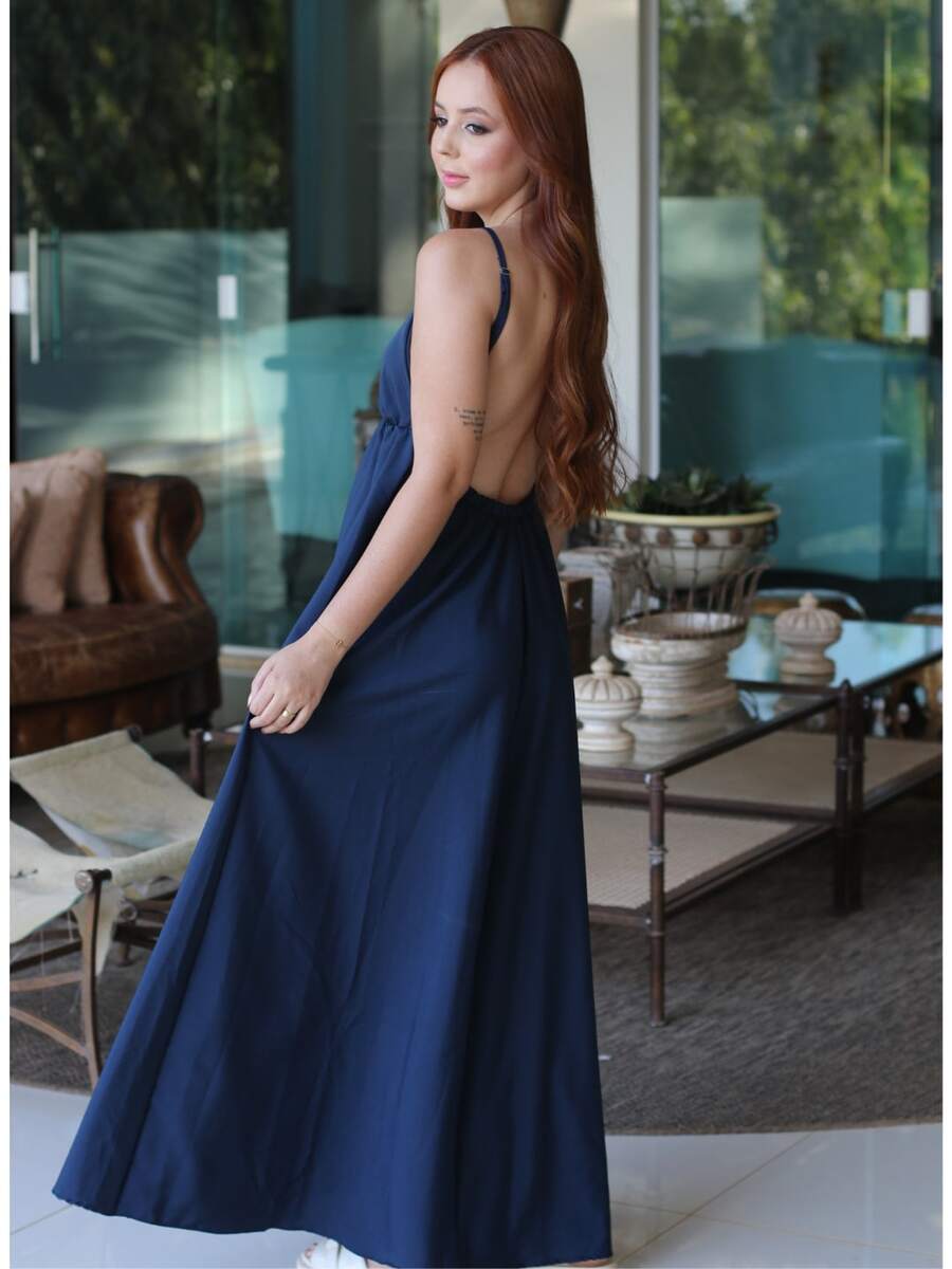 Women's Backless Dress With Long, Loose Neckline And Thin Straps - 查看 1