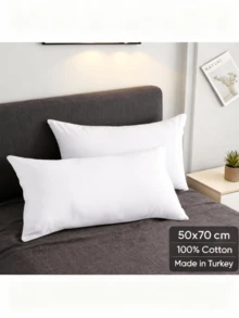 TILLVERKAD I TURKIET - Tella 100% bomullskudde – 50x70 cm – 800 g – Mjuk och andningsbar – Set om 2 - Vitt - Visa 1