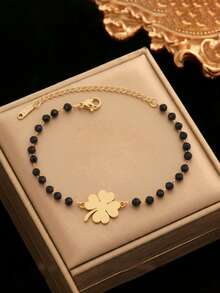 Aomogo 1 pieza Tobillera de acero inoxidable con colgante de ojo azul para mujeres, accesorio de moda simple y atractivo para uso diario - Pulsera - Ver 12