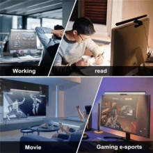 LED Screen Hanging Light-Eye-Care, Adjustable-Computer Monitor Screen Light Bar-USB Powered Desk Dimming Reading Lamp - 黑色 - 查看 5