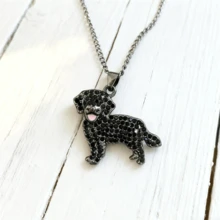 Creative Cute Black Golden Retriever Alloy Pendant Necklace - Adorable Pet-Themed Jewelry. Ideal For Daily Wear, Campus Life, Travel, Parties & Gatherings. Perfect Birthday, Holiday & Anniversary Gift For Family, Friends & Lover