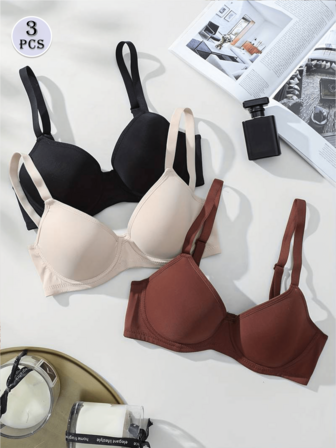 薄款舒适透气侧收文胸三件套防下垂钢圈聚拢上托女士内衣