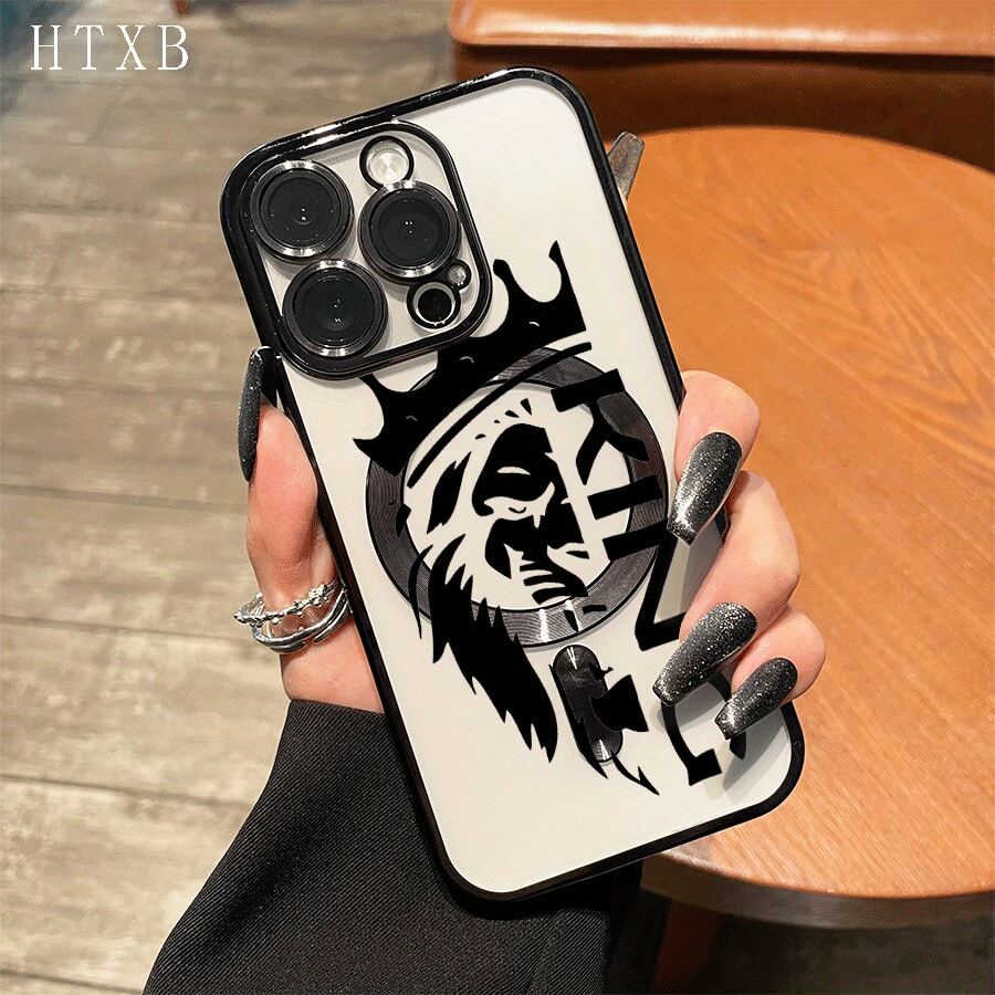 Una de medio león negra. La funda magnética electrochapada para teléfono con lente todo incluido soporta carga inalámbrica magnética y adecuada para las series 16 Pro, 16, 15 Pro, 14, 14 Plus/14 Pro, 13, 13 Pro, 12 Pro, 11/11 Pro y Pro. un gran regalo para amigos, cumpleaños y festivales. - Morado - Ver 1