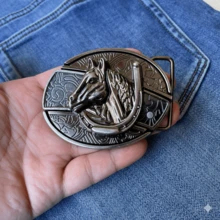 [Galloping Horse] Oval Detachable Metal Belt Buckle, Western Style Belt Buckle. Perfect With Jeans, A Gift For Family And Friends - Ngựa phi nước đại - Xem 2
