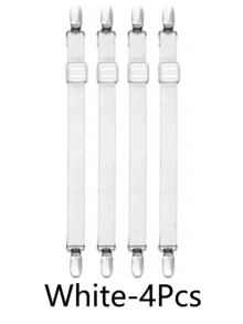 4pcs Adjustable Bed Sheet Fasteners (0.98 Inch X 51.1 Inch), Elastic Bed Sheet Straps, Bed Sheet Clips, Mattress Grippers, Fits Sheets, Mattresses, Sofas, Ironing Boards - White - View 13