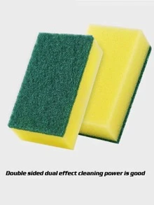 10/20/30/40/50pcs Dishwashing Sponge, Scouring Pad, Dishwashing Cloth, Kitchen Cleaning, Bowl Brushing, Pot Brushing, Magic Wiping, Household High - Green Yellow - View 4