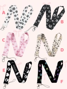 1 件可爱猫爪图案颈绳/黑白猫爪图案颈绳/可爱猫爪颈绳/粉色猫爪颈绳，适用于手机挂绳、游戏机、相机挂绳、证件挂绳、通行证、交通卡、工作证、场地证书、音乐会、鸡尾酒会等。非常适合男朋友、女朋友