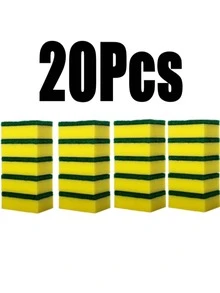 10/20/30/40/50pcs Dishwashing Sponge, Scouring Pad, Dishwashing Cloth, Kitchen Cleaning, Bowl Brushing, Pot Brushing, Magic Wiping, Household High - Green Yellow - View 13