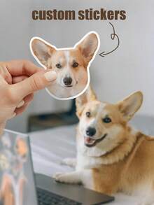 1-80 miếng dán vinyl in hình chó, mèo và các thú cưng khác, có thể tùy chỉnh tên thú cưng, chống thấm nước và chống rách, đa năng và có thể tái sử dụng. - Màu be - Xem 1