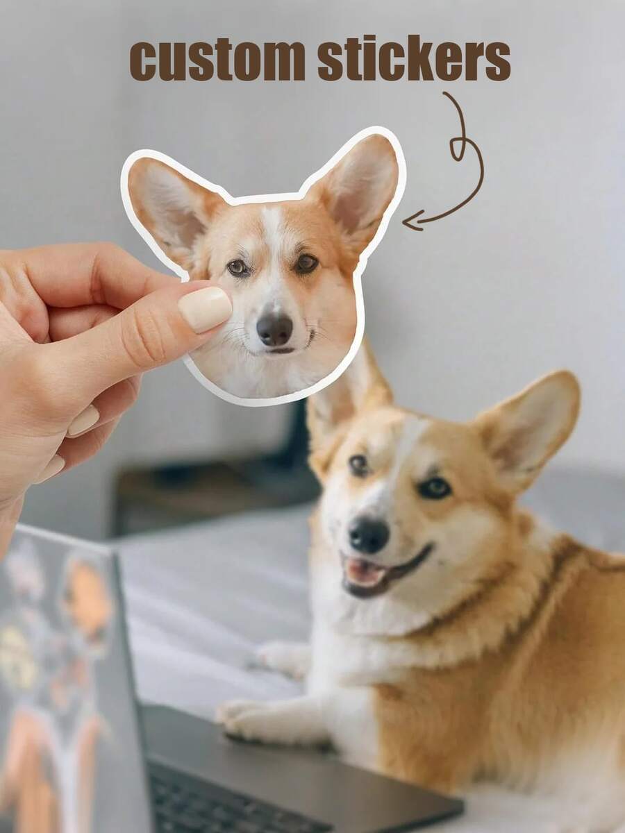 1-80 miếng dán vinyl in hình chó, mèo và các thú cưng khác, có thể tùy chỉnh tên thú cưng, chống thấm nước và chống rách, đa năng và có thể tái sử dụng. - Màu be - Xem 1
