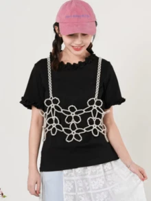 1Pc Flower-Shaped Beaded Cami Bustier Minimalist Design Cute Floral Pearl Top Double-Row Or Single-Row Configuration Available Fashion Essentials