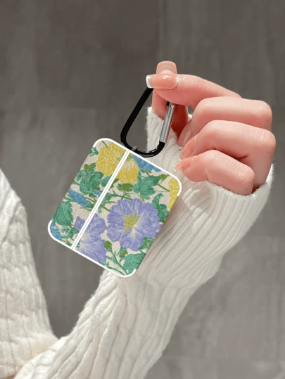 Floral Pattern Cute Cartoon Earphone Protective Case, Floral Design, Luxury Shock-Proof, Suitable For 2nd/3rd Gen/Pro/Pro 2 Earphones. White Cute Earphone Protective Case.