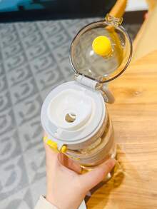 1 pieza Botella de agua portátil de plástico de 650ml, botella de agua deportiva moderna y transparente para exteriores, útiles escolares