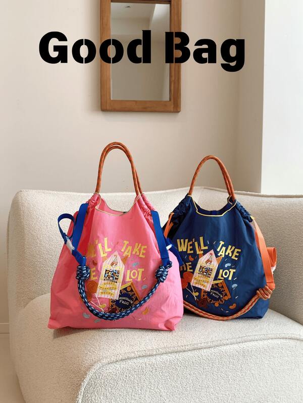 Neue Damen Shopper Tasche, japanische Stickerei modisches Raketen Muster, große Kapazität, leicht, faltbar, geeignet für Einkaufen, Party, Pendeln, Sport, Überraschungsgeschenk, Damen Umhängetasche, Handtasche mit großer Kapazität, Pendlertasche, charmante Damentasche